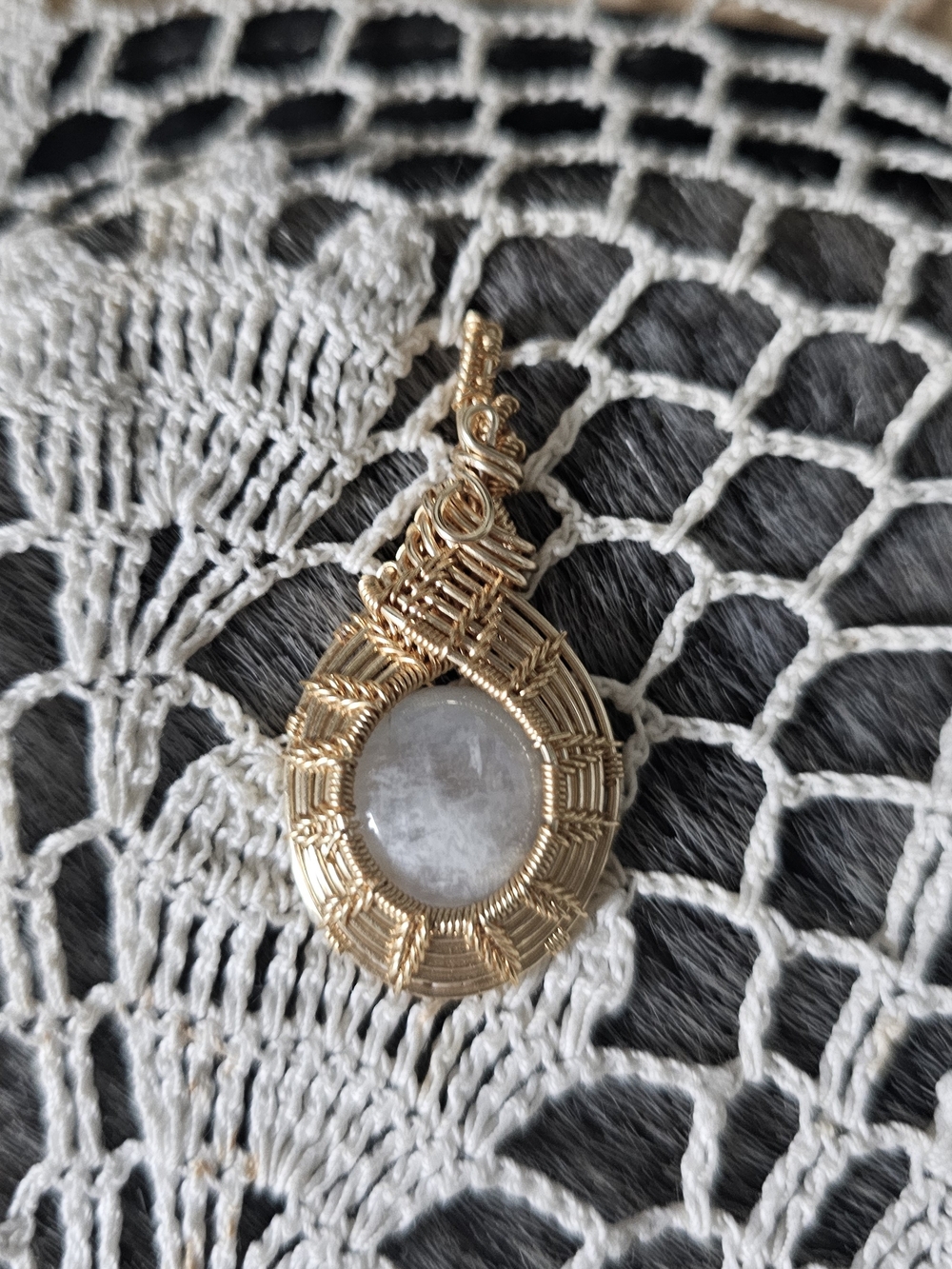 Handmade Gold Wire-Wrapped  Pendant - Elegant Women’s Jewelry